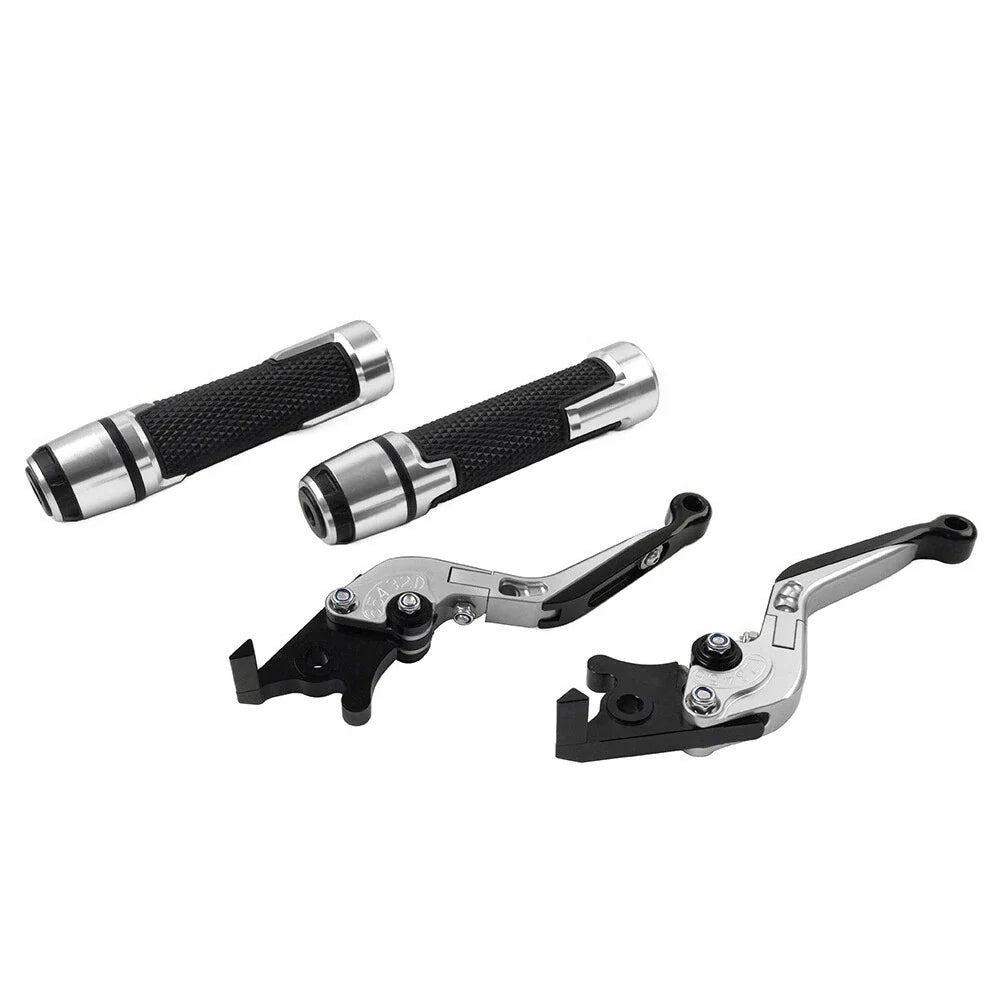 Silver Extendable Brake Clutch Levers Grip Set for Kawasaki ZX10R (2016-2023)