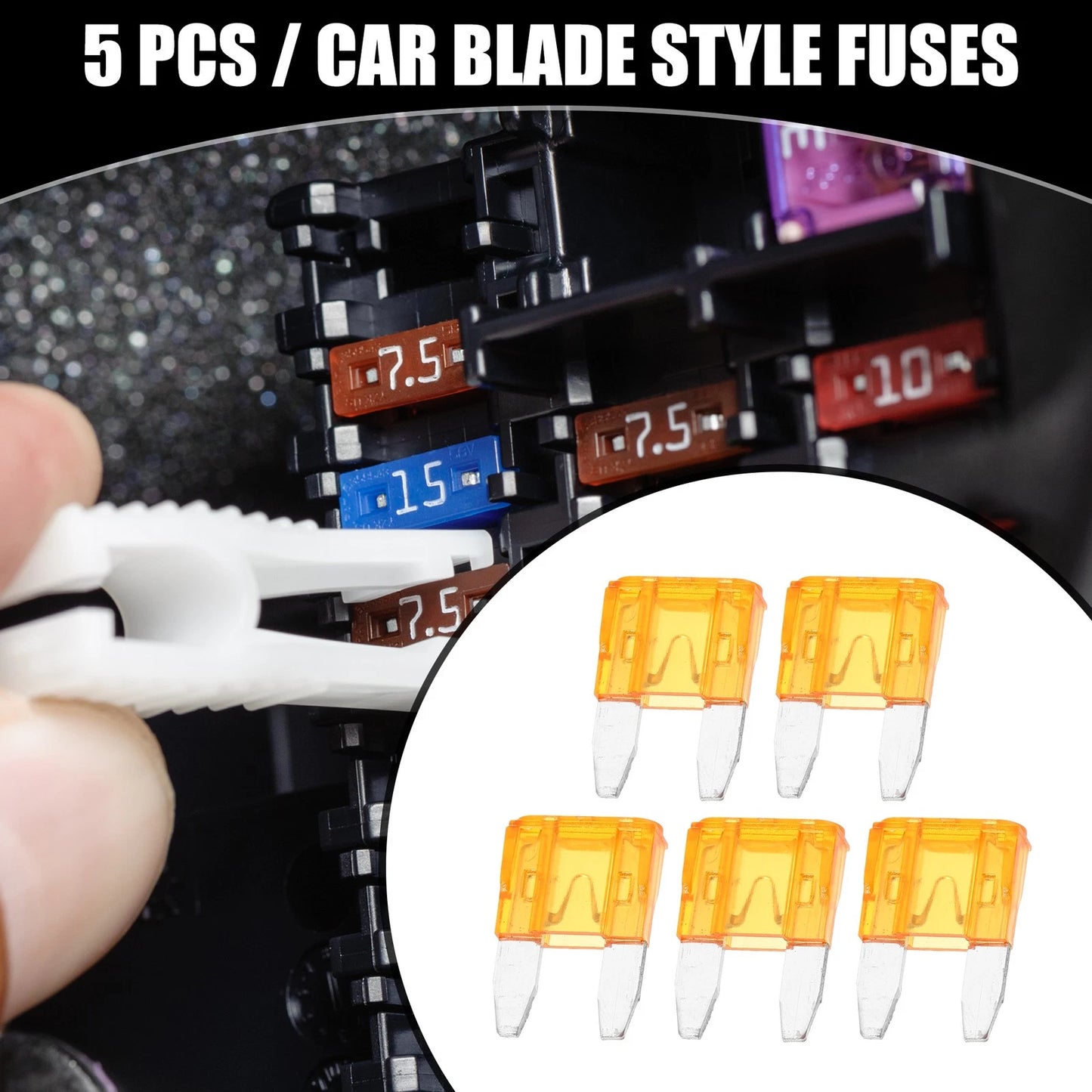 5 Pcs Mini 5AMP APM/ATM Blade Fuses for Universal Vehicles