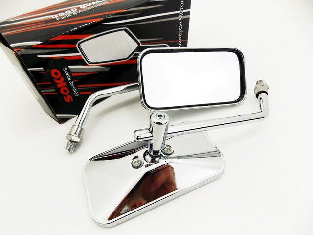 Set of 2 Chrome Rectangular Rear View Mirrors for Suzuki VS800 GL Intruder (1992–2004)