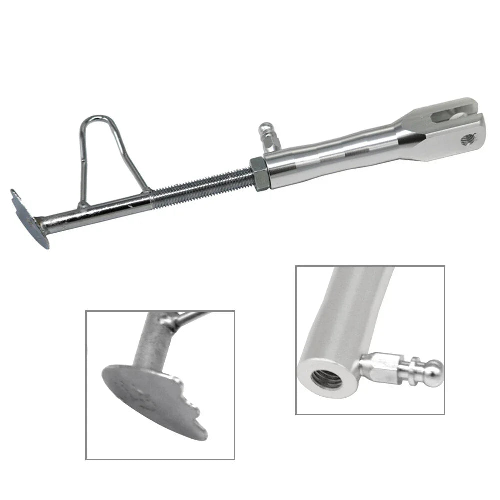 Adjustable Non-Slip Motorcycle Foot Side Stand Support Leg Kickstand Silver