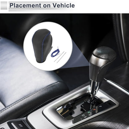 Gear Shift Knob Cover for BMW 3 Series Black Blue Faux Leather (2004 - 2012)