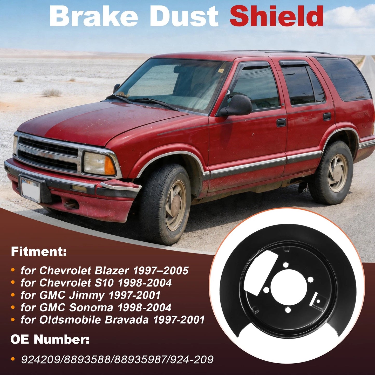 Rear Left Right Brake Dust Shield for Chevrolet Blazer S10 GMC Jimmy (1994–2005) 924-209