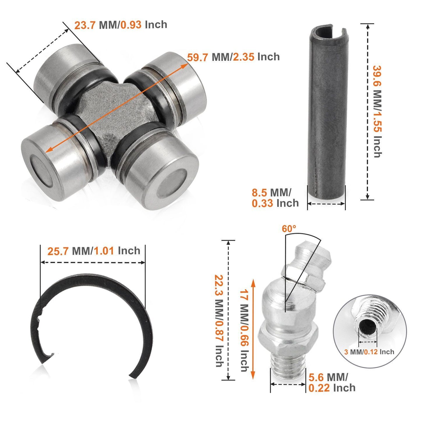 2X Driveshaft U-Joint for Polaris RZR 570 800 900 1000 XP Trail (2010–2021)