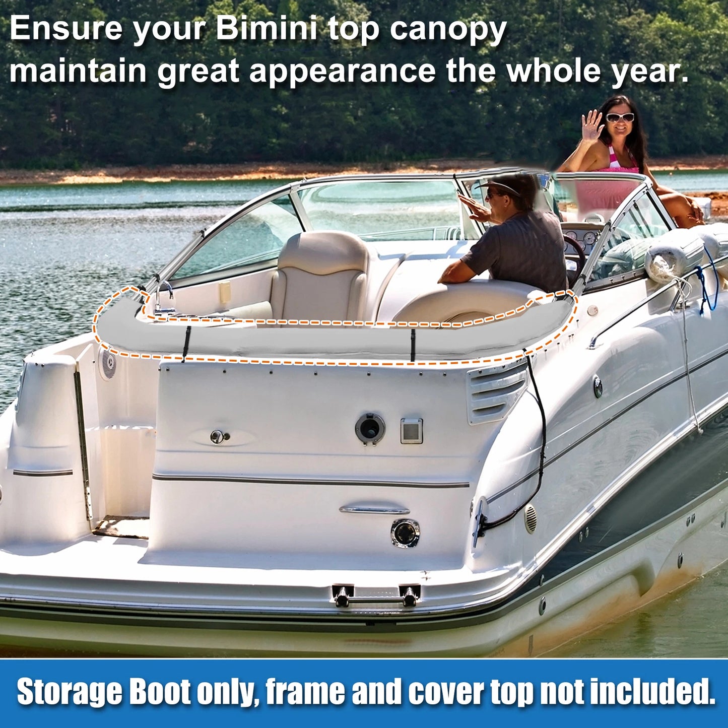 Set of 1 Square Tube Bimini Top Storage Boot for Universal Fit (79"-84")
