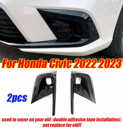 Front Fog Lamp Bumper Light Cover Trim 2x for Honda Civic (2022–2024)