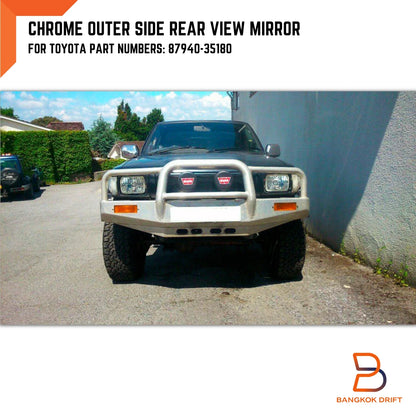 LH Chrome Wing Side Mirror for Toyota Hilux Ute 88-96