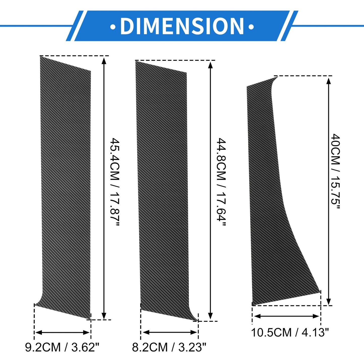 Set of 6 Door Pillar Window Trim for Mitsubishi Outlander (Carbon Fiber)