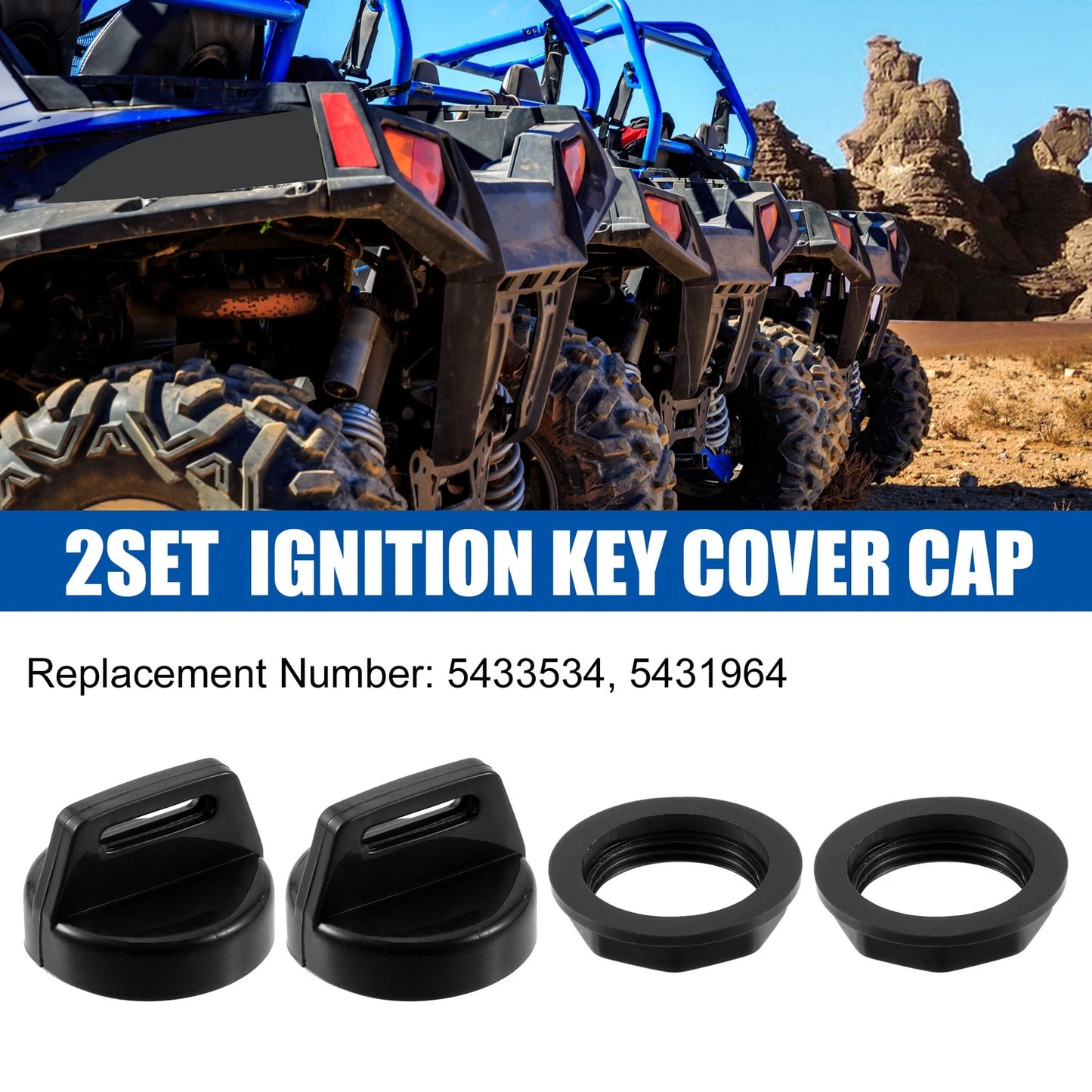 2X Ignition Key Cover Cap for Polaris Ranger Sportsman Scrambler (N/A)