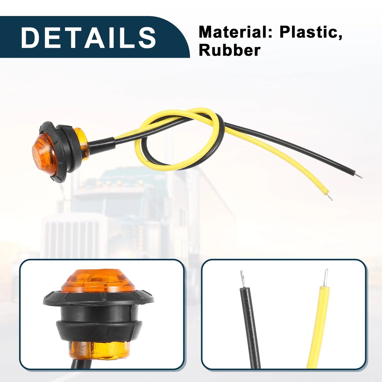 10X Universal LED Trailer Marker Lights 12V Round Waterproof Yellow