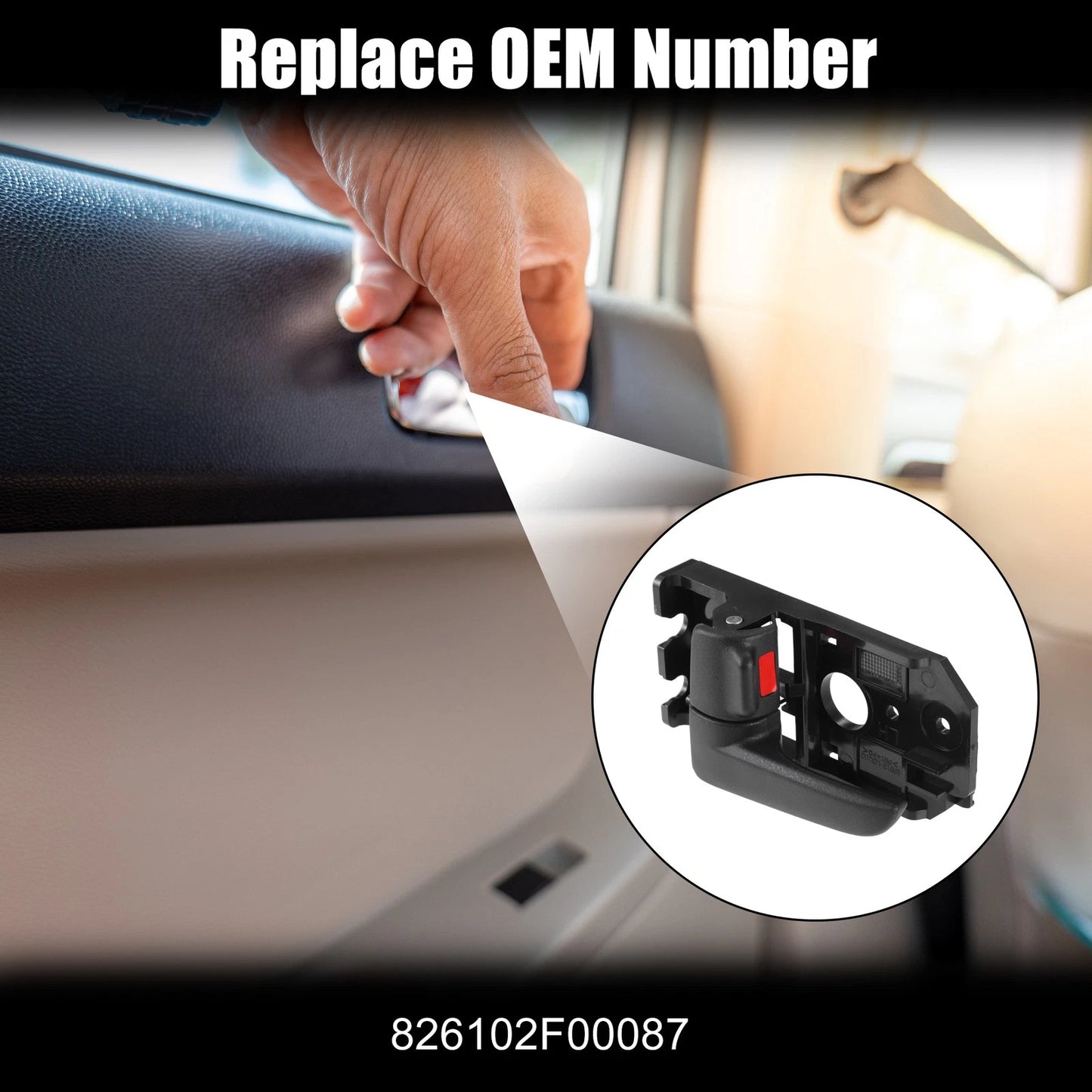 Front Left Interior Door Handle for Kia Spectra (2004–2006) No. 826102F00087 Black