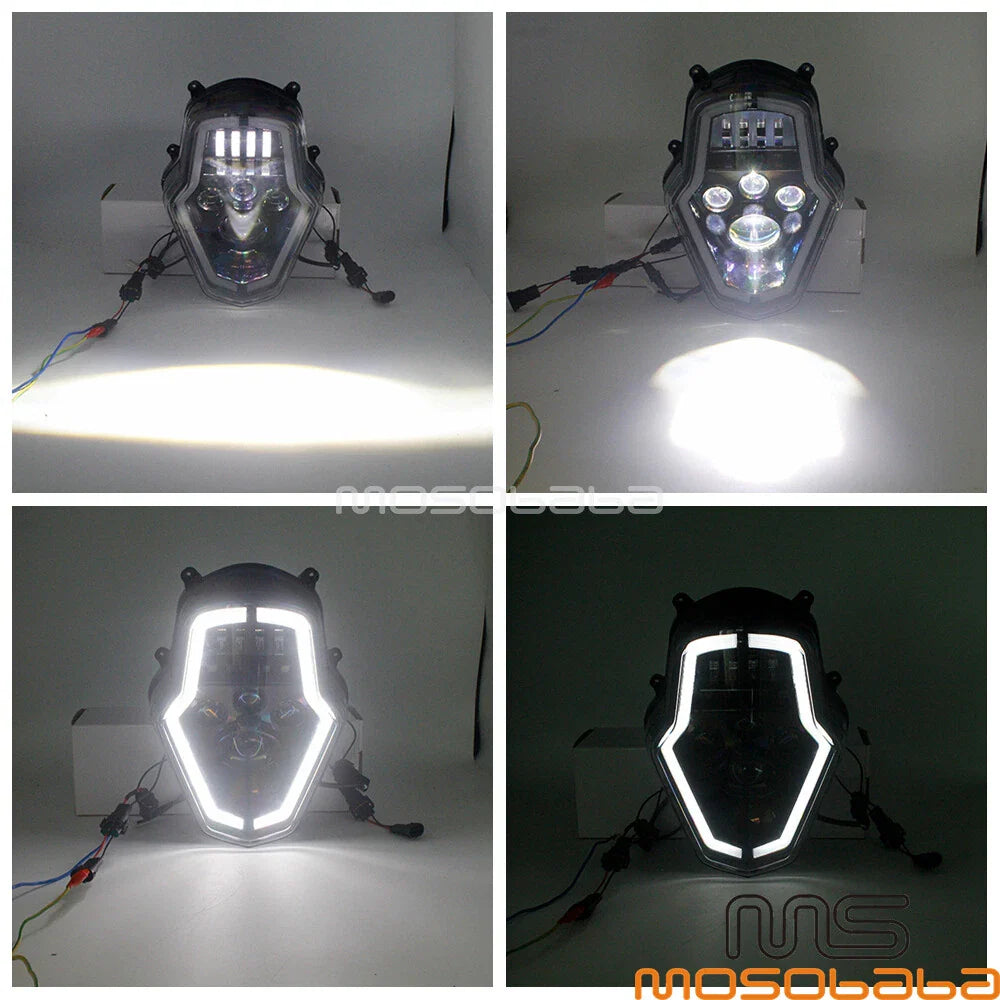 LED Headlight Assembly D-Shaped Projector Lenses for Adventure Motorcycle