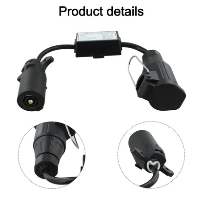 7Way Plug European 13Pin Round Trailer Light-Converter for US Vehicle