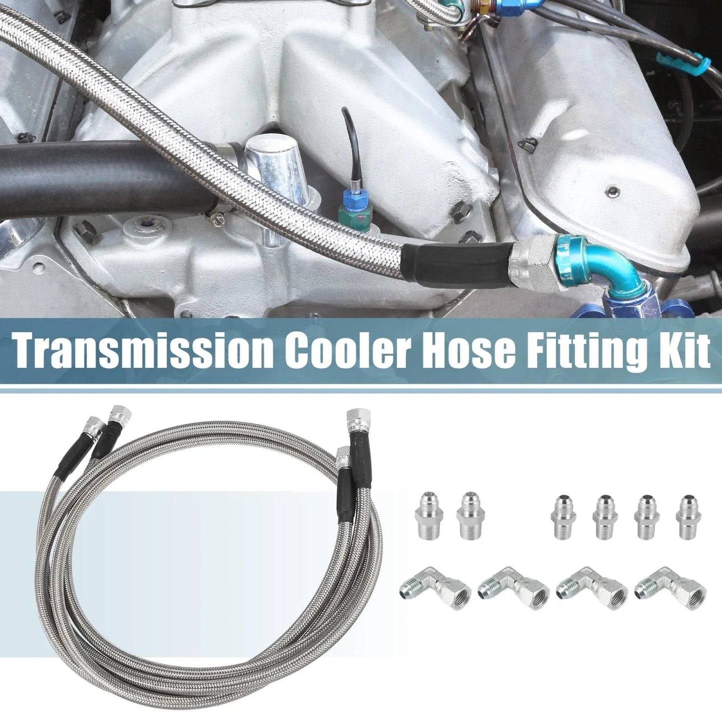 53" Transmission Cooler Hose Line Fitting Set for Chevy TH350 TH400 700R4