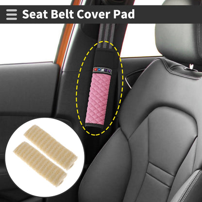 Set of 2 Yellow Seat Belt Cover Pads for Universal Fit (26cm)