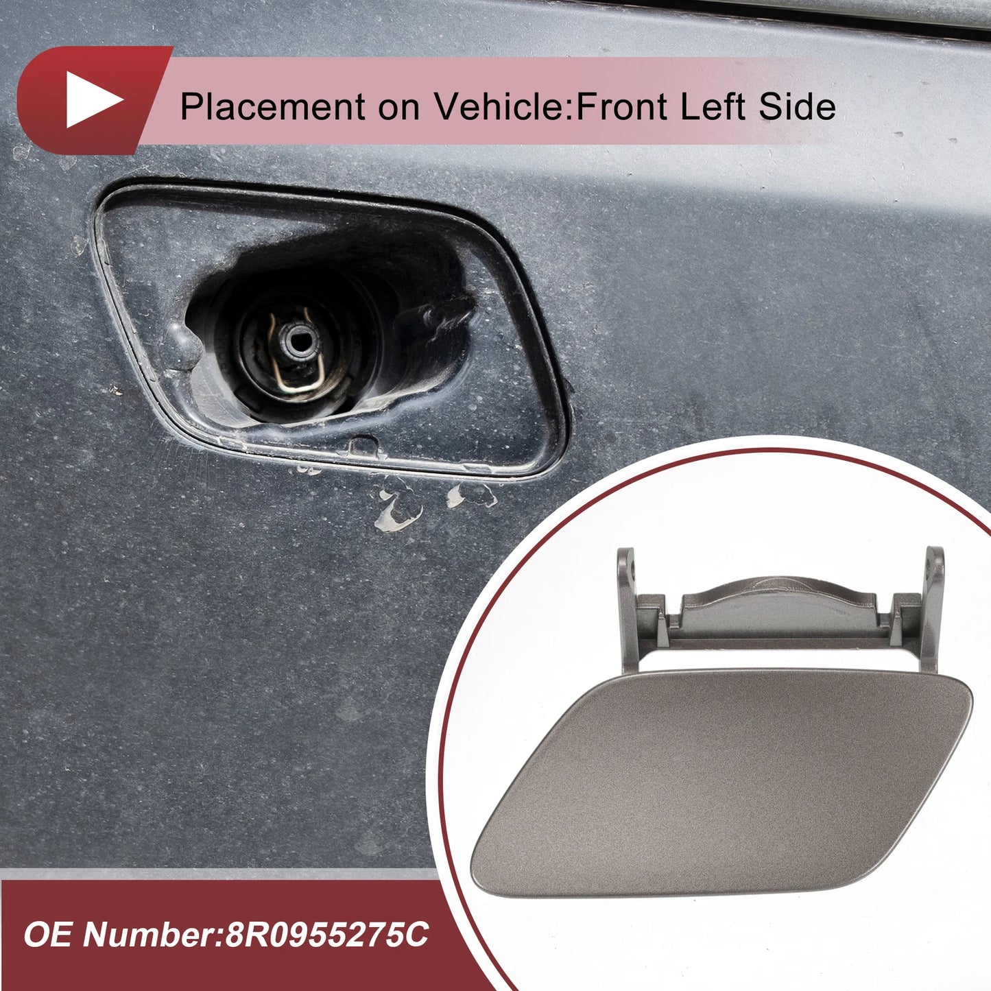 Front Left Washer Nozzle Cover Cap for Audi Q5 (2013–2017) 1 Pcs Brown