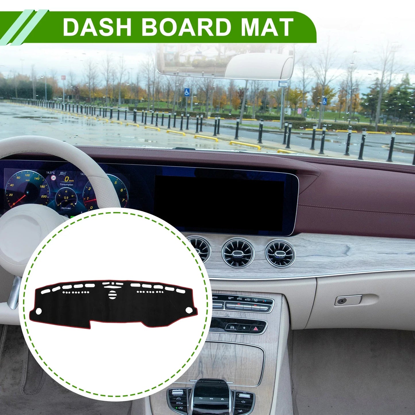 Dashboard Cover Mat for Mercedes E-Class 2010 Sun Protector Pad Black Red