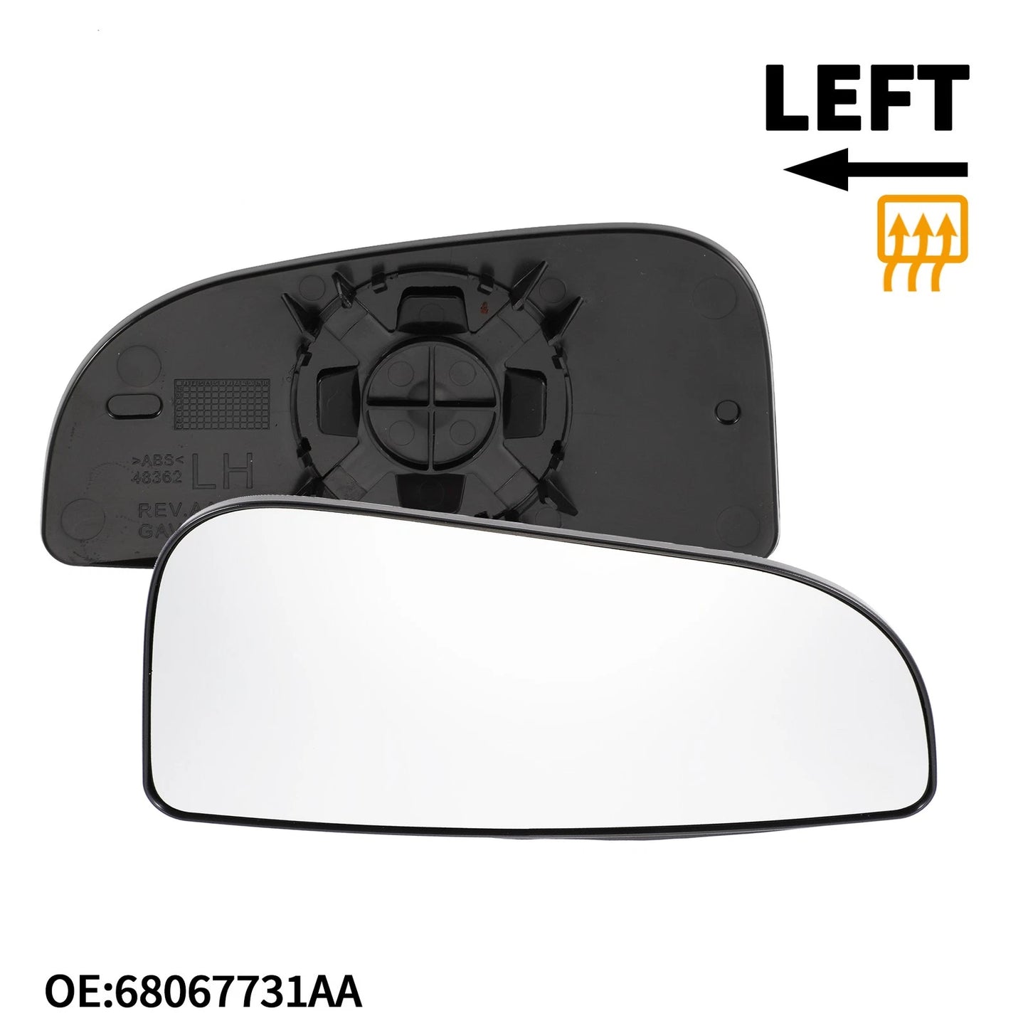 Left Mirror Glass Replacement for Dodge Ram 1500 (No. 68067731AA)