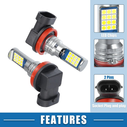2X H8/H11 Fog Lights 24SMD 3030 Chipset 6000K Yellow White