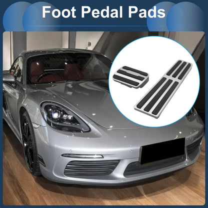 Foot Accelerator Pedal Covers for Porsche 718/911 (2016-2023) - Silver Tone