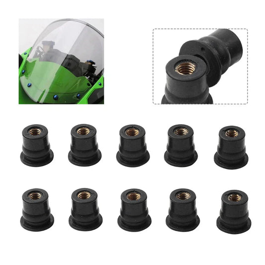 10 x Motorcycle Rubber Windshield Nut M6 Vibration Damper for Fairing