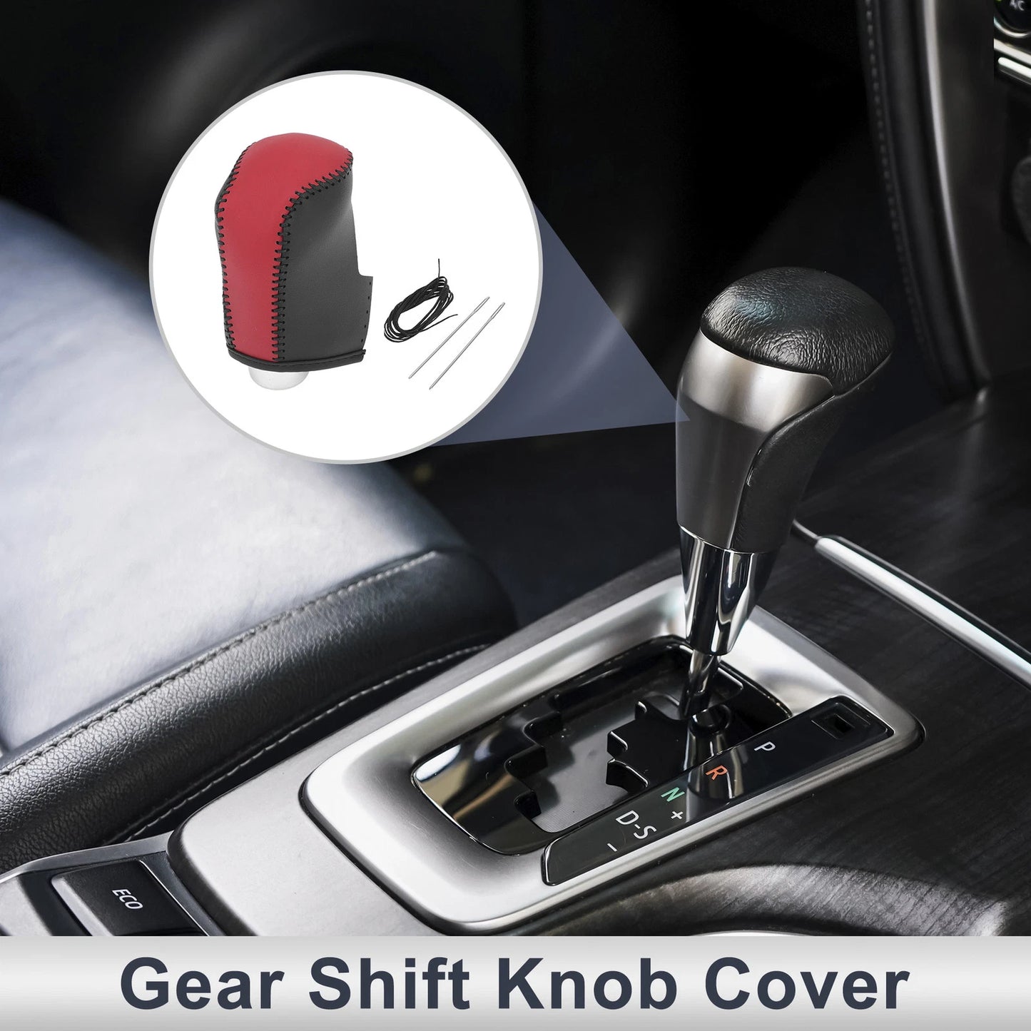 Gear Shift Knob Cover for Mazda CX-30 (2020–2021) Black Red Faux Leather