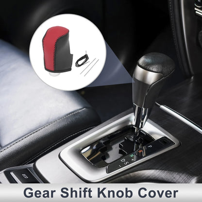Gear Shift Knob Cover for Mazda CX-30 (2020–2021) Black Red Faux Leather