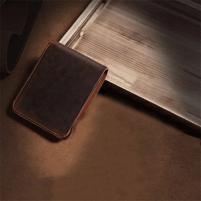 Cowhide Leather Retro Men's Wallet - Dark Coffee Color
