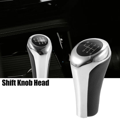 6 Speed Manual Shift Knob Head for BMW X1 E84 Faux Leather Black Silver Tone