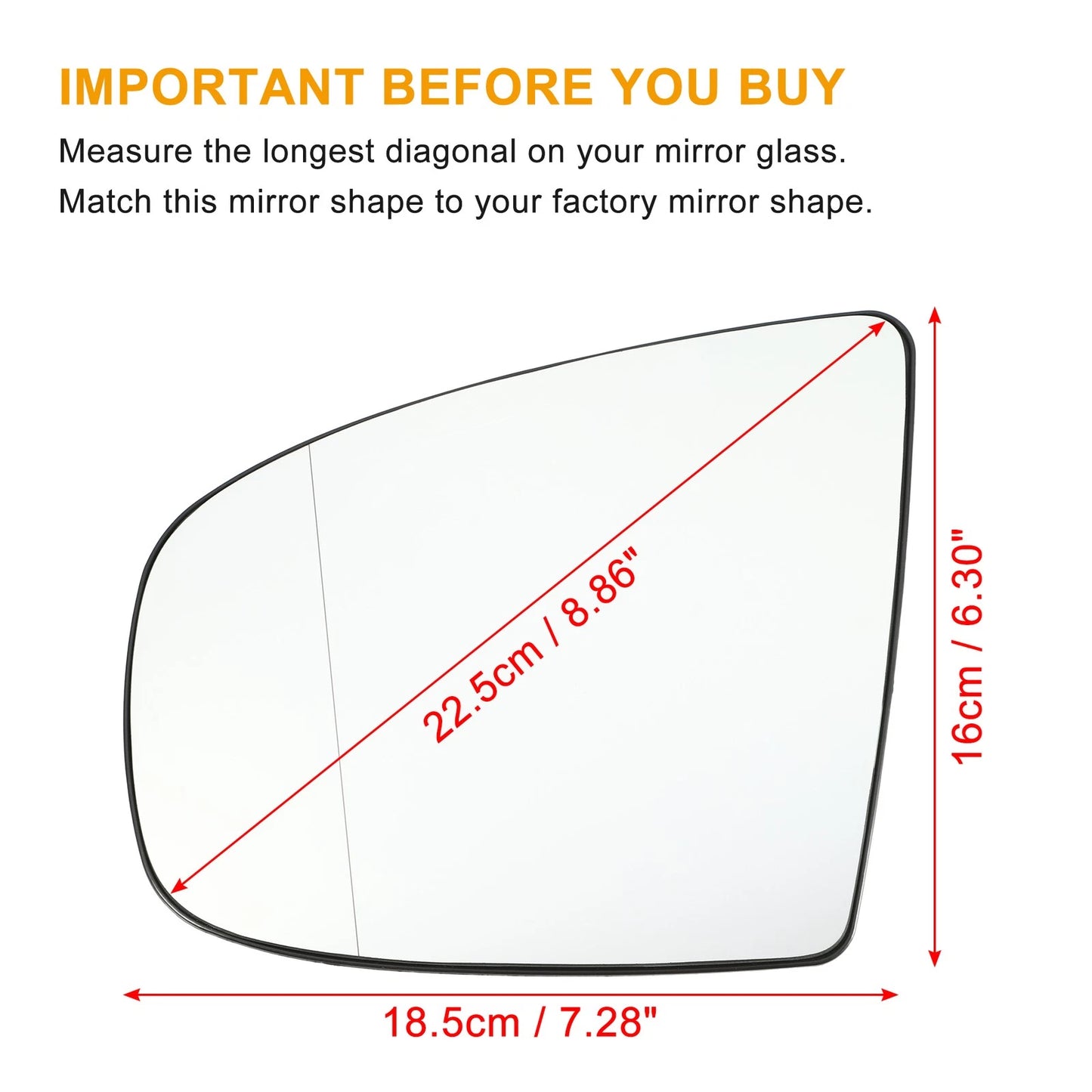 Left Mirror Glass Replacement with Backing Plate for BMW X6, X5 (2008–2014)