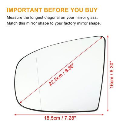 Left Mirror Glass Replacement with Backing Plate for BMW X6, X5 (2008–2014)