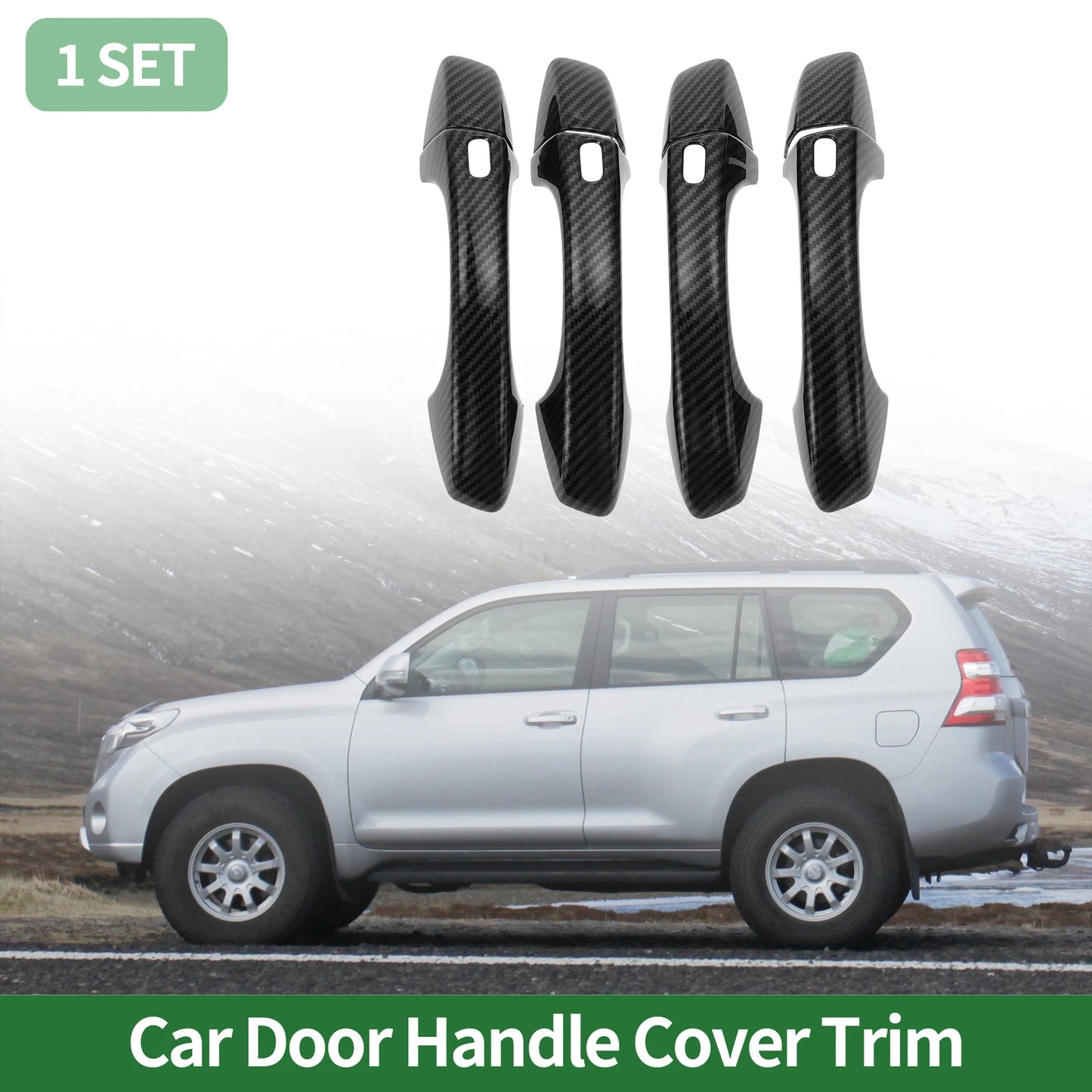 4 Door Handle Cover Trim for VW Golf (2013–2020) Carbon Fiber Black