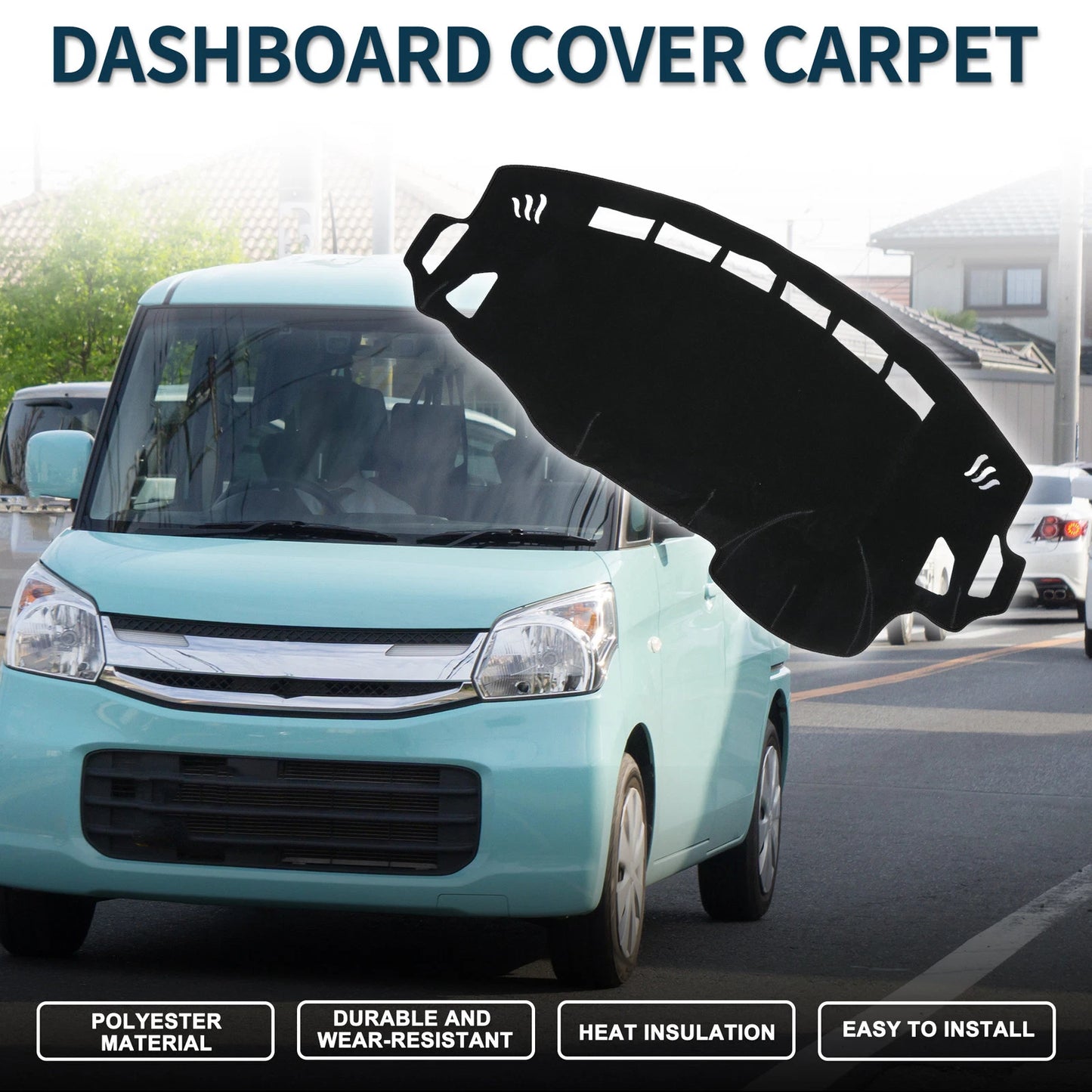Dashboard Cover Mat for Suzuki Spacia MK32S (2013–2017) with Sticker Black
