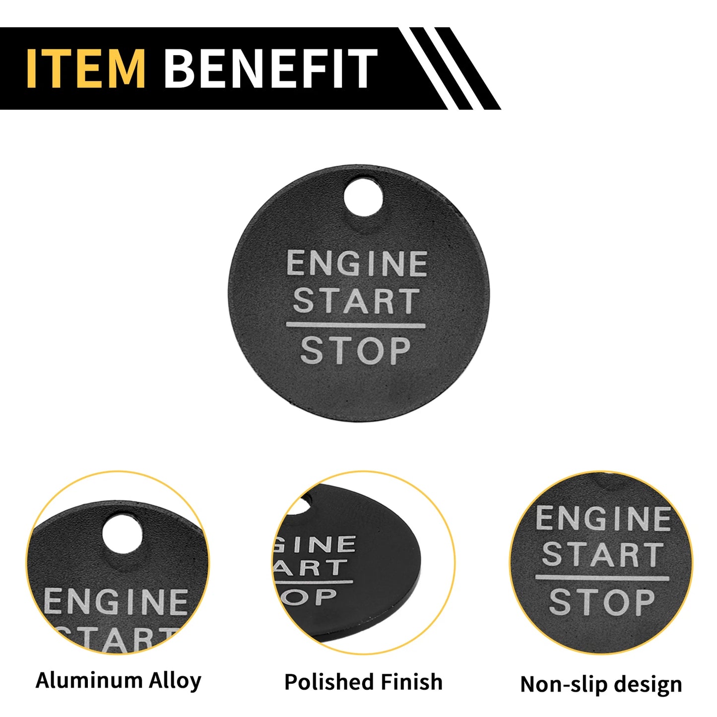Engine Start Stop Button Switch Knob Cover for Ford F-150 (2016–2021) Black
