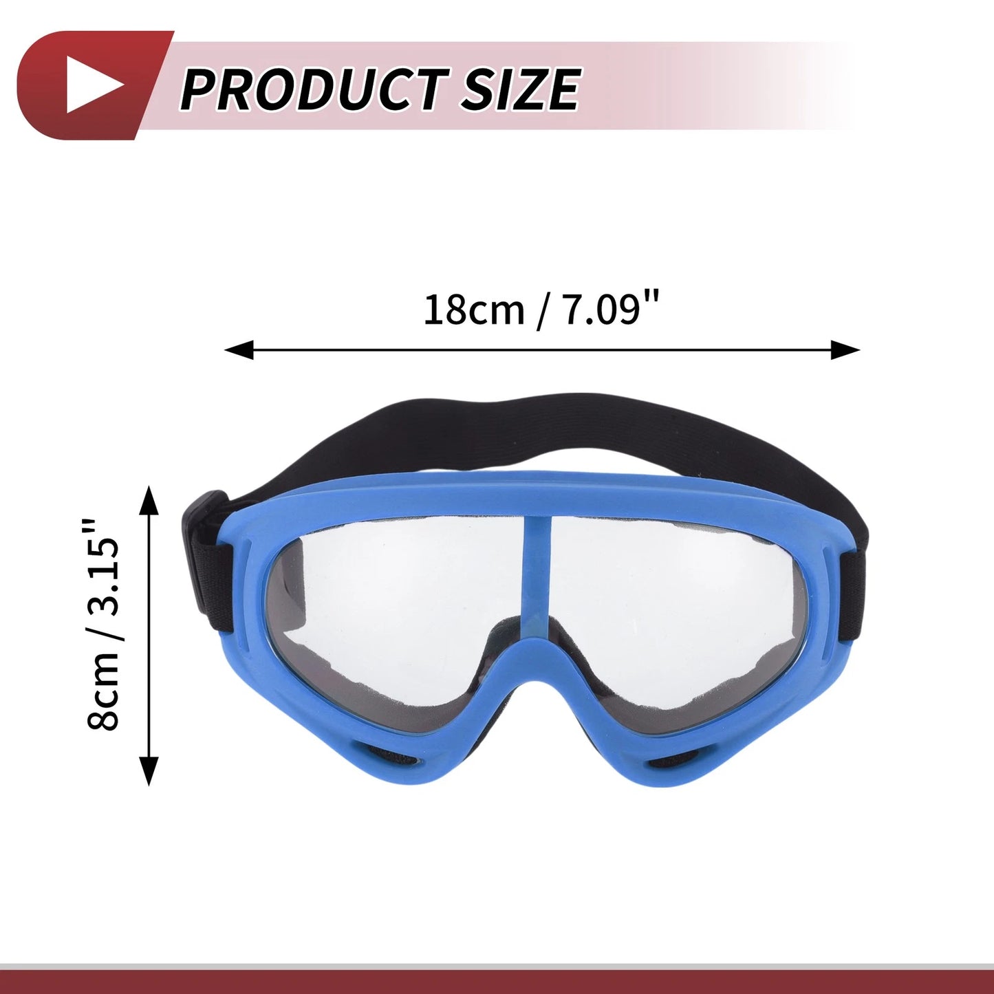 Motorcycle Riding Goggles Clear Lens Light Blue Frame (Universal Fit)