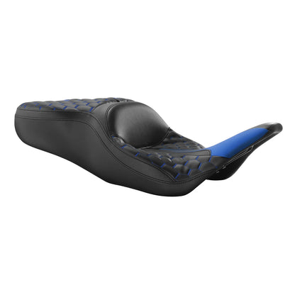 Black Blue Driver Passenger Seat for Harley Electra Glide (1997-2007)