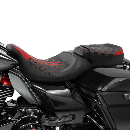 Black Red Driver Passenger Seat for Harley CVO Road Glide (2009-2023)