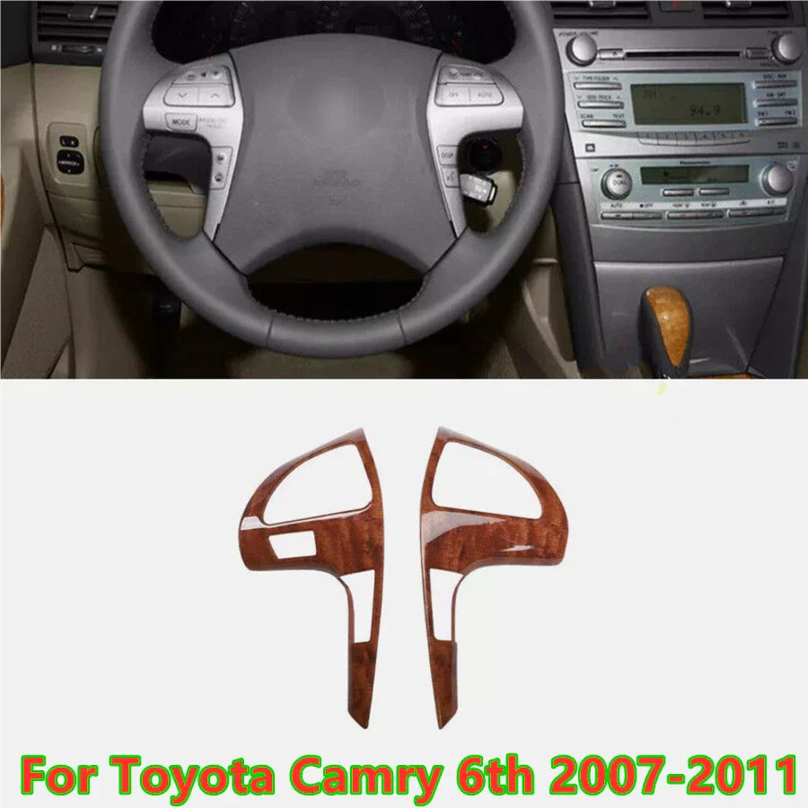Wood Grain Steering Wheel Button Frame Trim Cover for Toyota Camry (2007–2011)