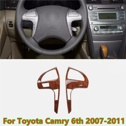 Wood Grain Steering Wheel Button Frame Trim Cover for Toyota Camry (2007–2011)