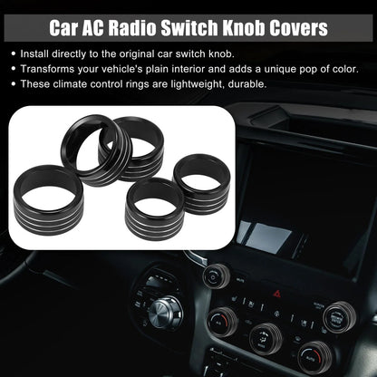 5 x Black AC Radio Switch Knob Covers for Dodge Ram 1500 (2018-2020)