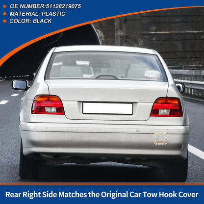 Rear Car Bumper Tow Hook Cover for BMW 525i 528i 530i 540i (2001–2007) No. 51128219075 Black