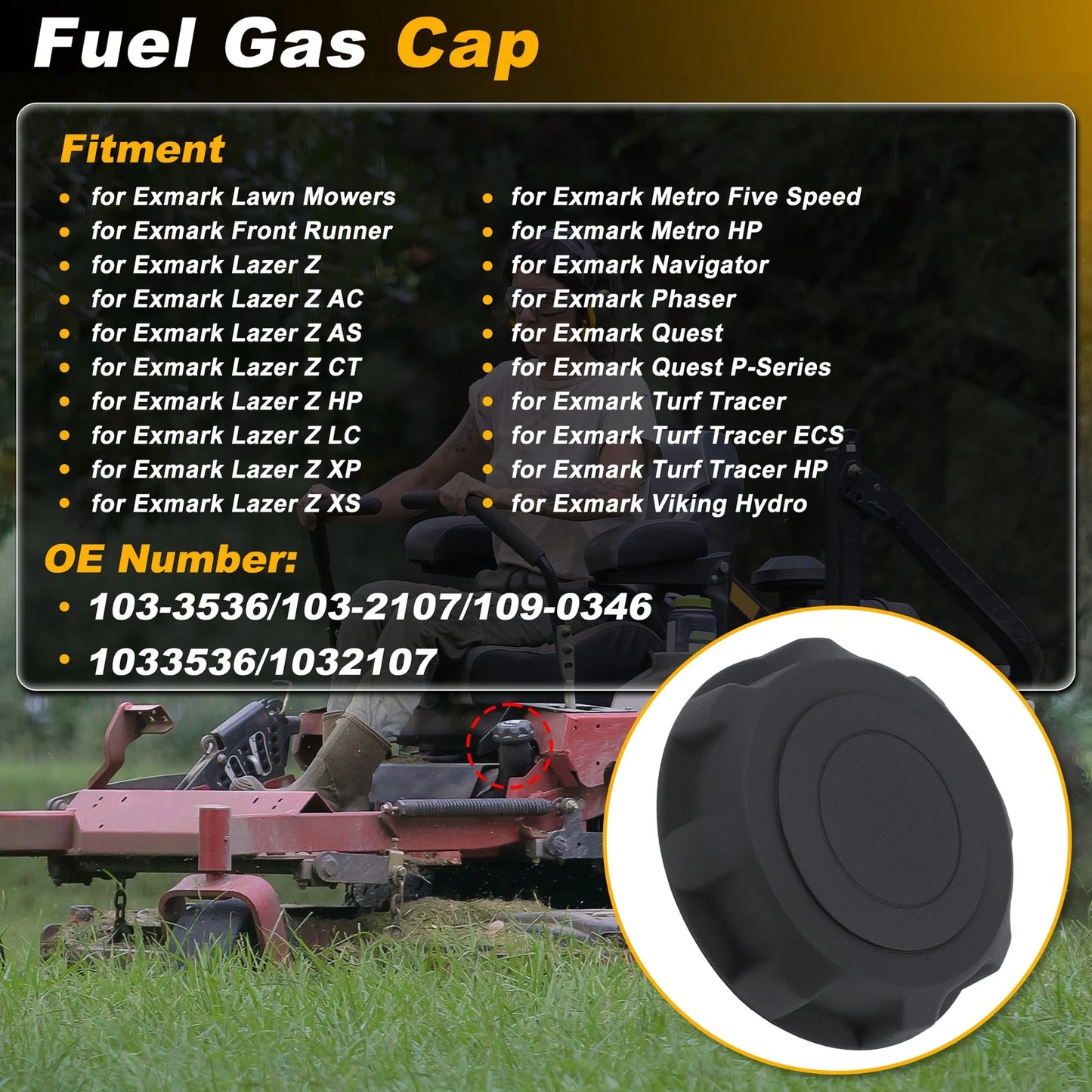 Fuel Gas Cap for Exmark Lazer Metro Phaser Quest Turf Tracer (103-3536)