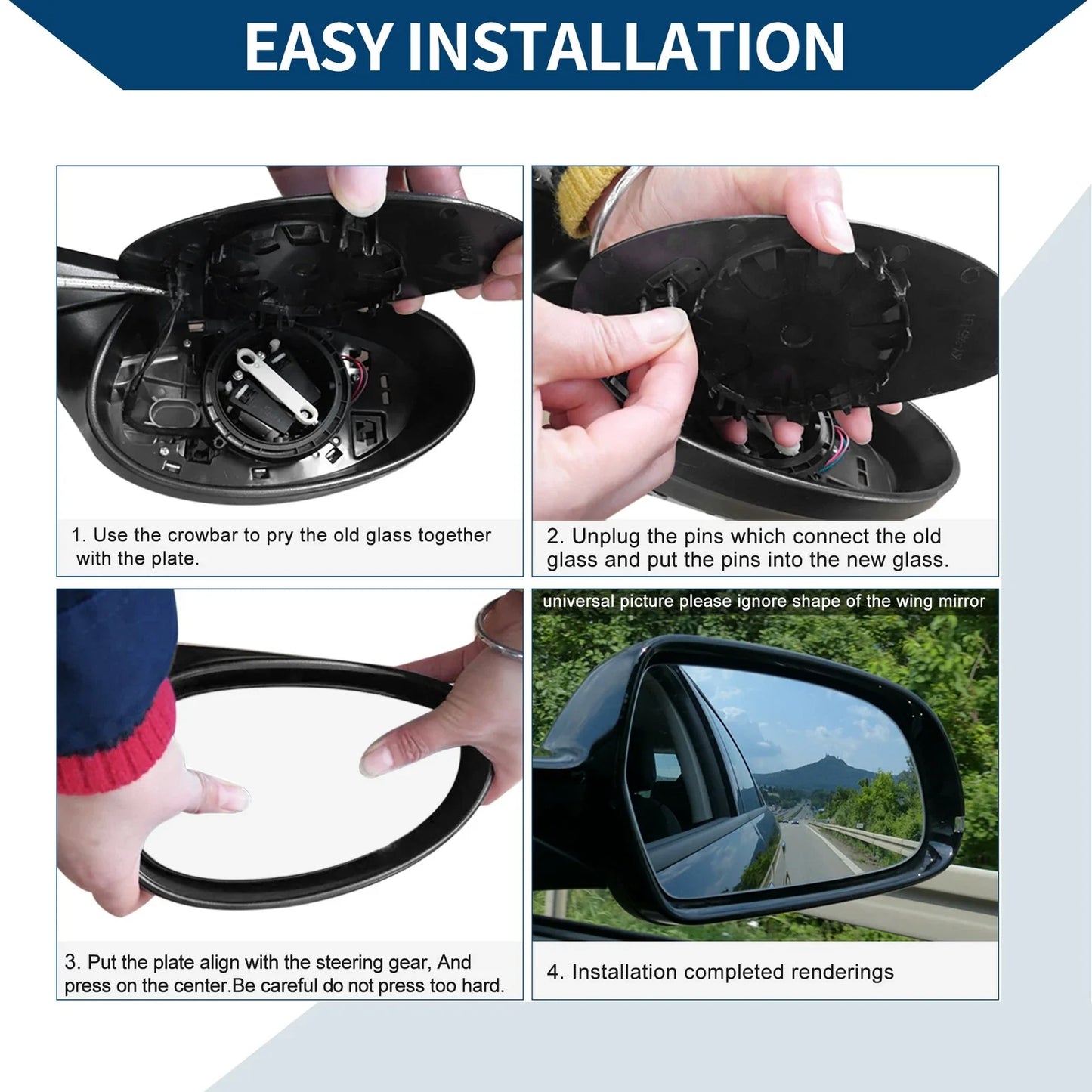 Heated Left Side Mirror Glass for Honda Accord (2013-2017)