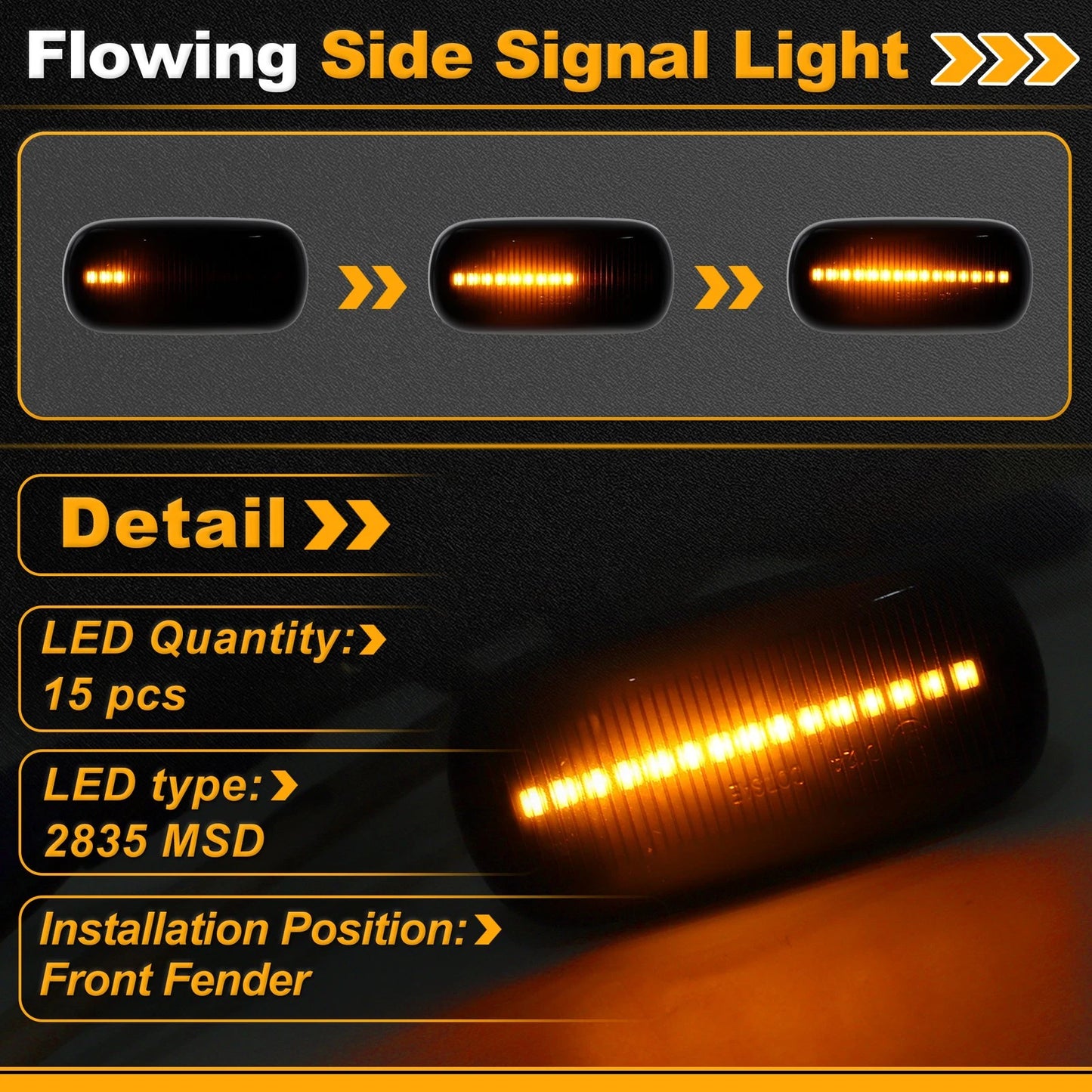 Side Marker Fender Light 34301S5A013 for Honda Accord (1997–2013) Smoked Black Lens