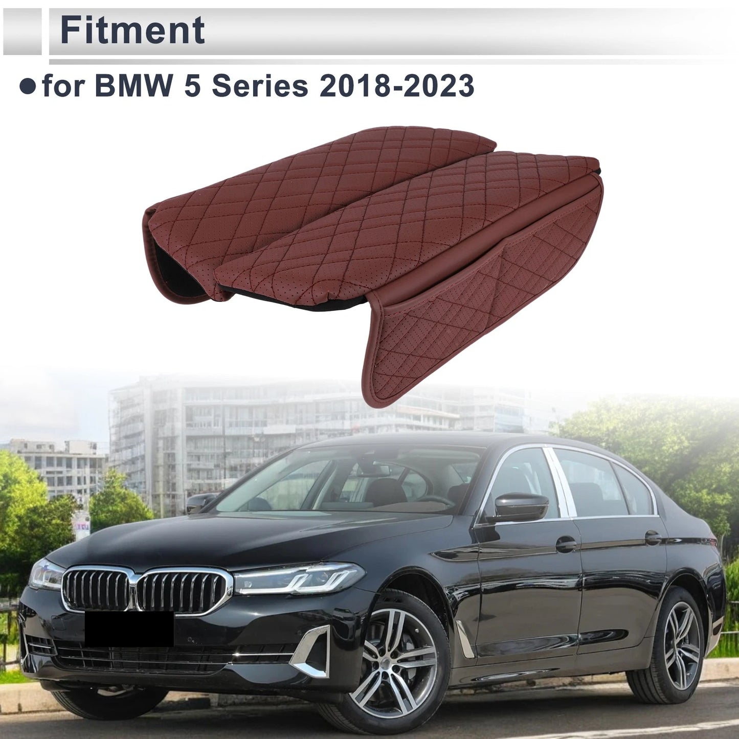 Center Console Cover with Storage Bag for BMW 5 Series (2018–2023) Red