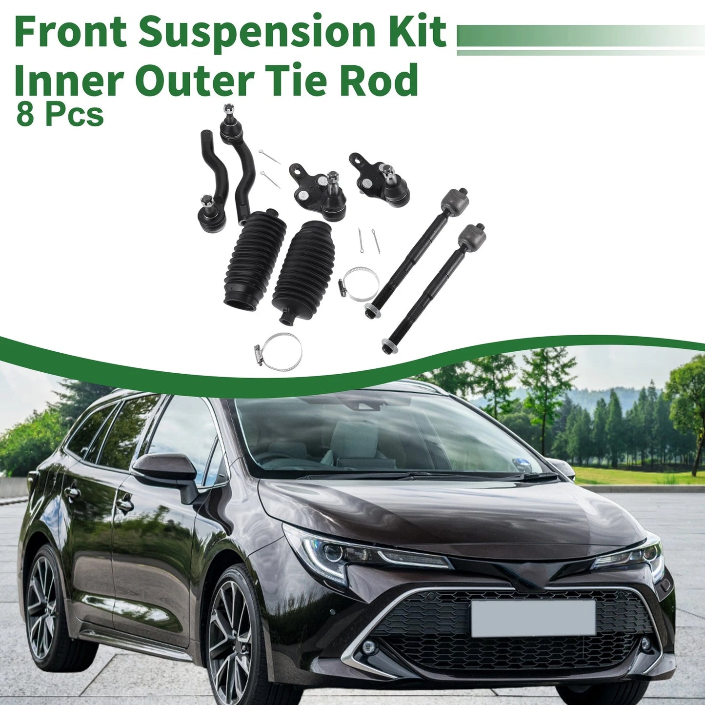 8pcs Front Suspension Kit Tie Rod End Ball Joint for Toyota Sienna (2004–2020)
