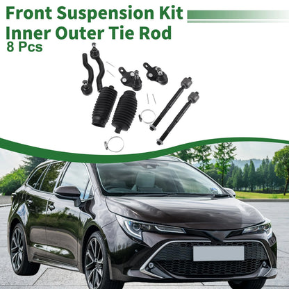 8pcs Front Suspension Kit Tie Rod End Ball Joint for Toyota Sienna (2004–2020)