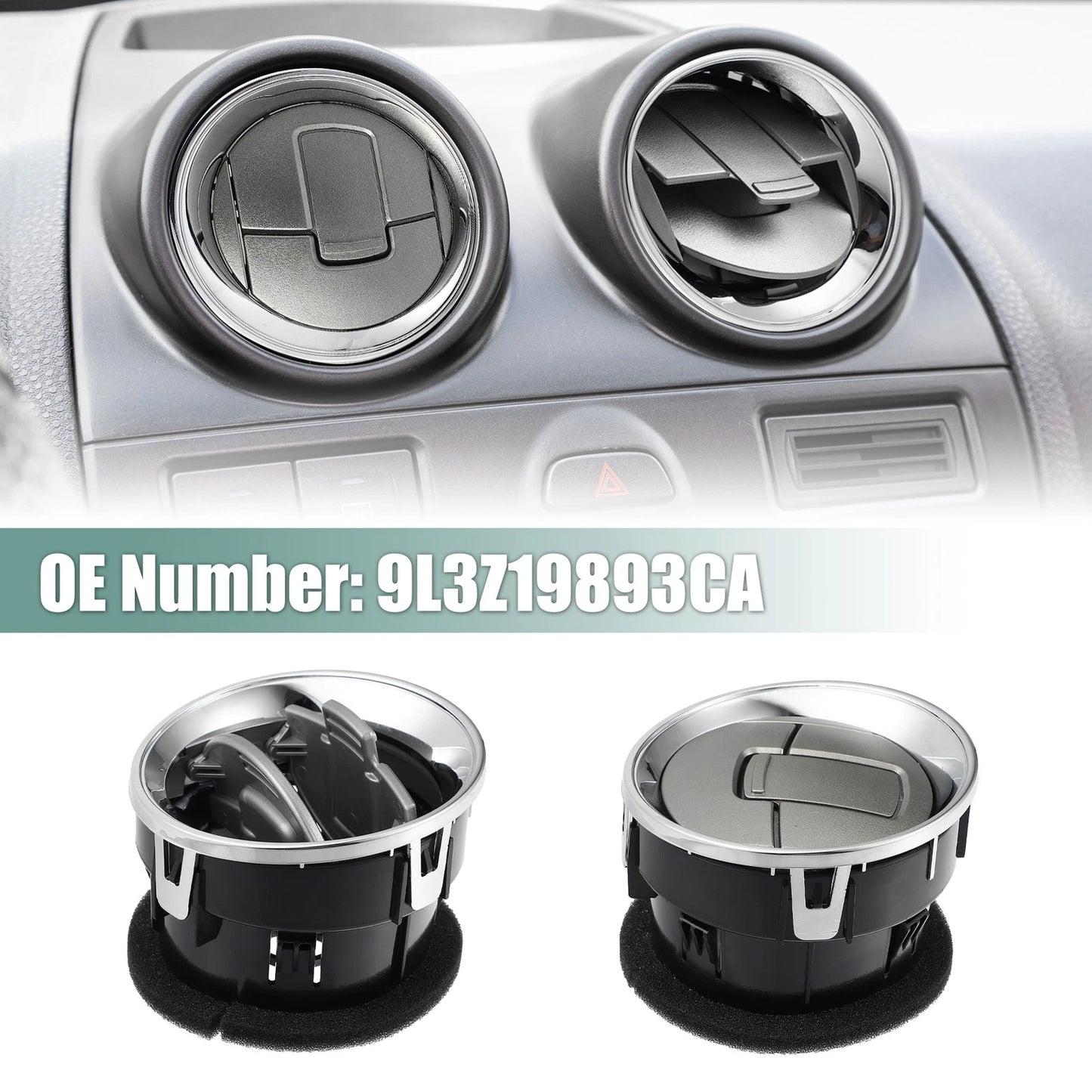 Chrome Front Dashboard Louver AC Heater Air Vent 9L3Z19893CA for Ford F150 (2009–2014)