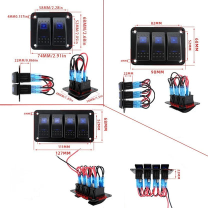 Switch Panel / Blue LED Rocker 2–8 Position / Marine Car Boat RV