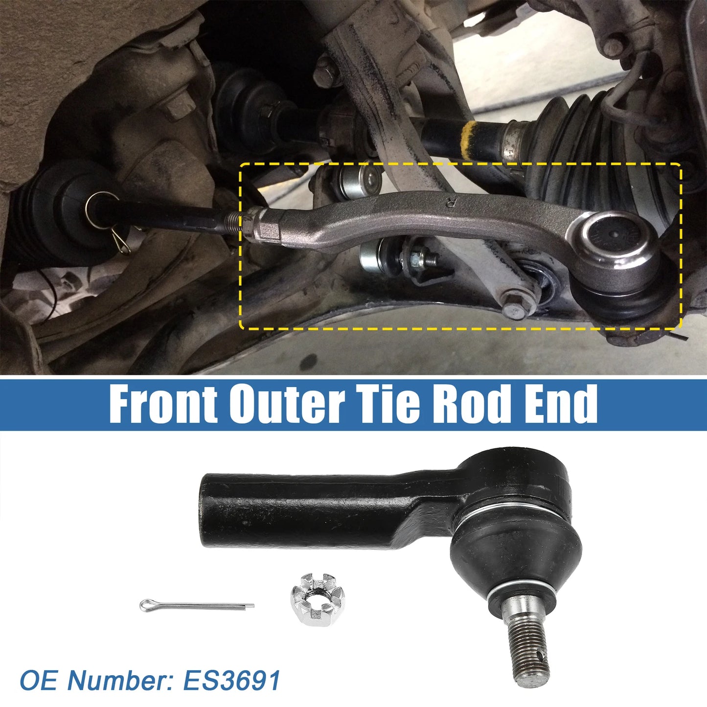 2X Front Outer Tie Rod End Links ES3631 for Ford Escape (2001–2009)