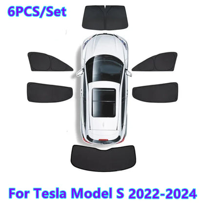 6 x Windshield Side Window Sunshade for Tesla Model S (2022–2024)